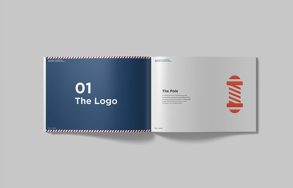 A photograph of a printed brand guidelines booklet